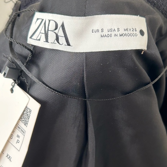 ZARA BLACK TWEED CROPPED BLAZER/NWT - Picture 7 of 8